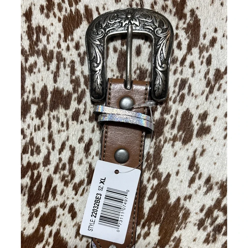 CatchFly Girls Teal and Brown Western Belt‎ Size XL New